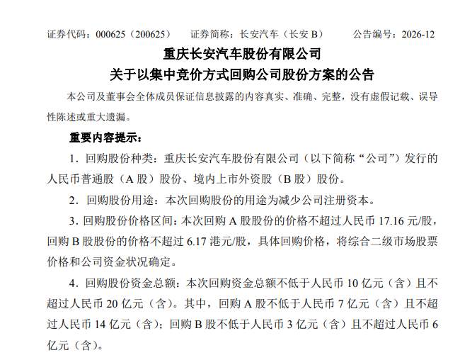 131-长安汽车回购 新闻